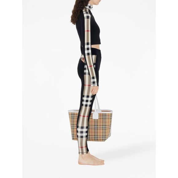 Burberry Women Check Motif Cropped Sweatshirt - Picture 4 of 4